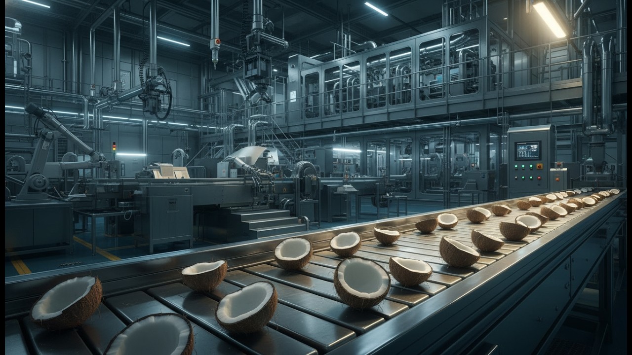 Inside the Massive Coconut Processing Plant: Industrial Scale Production