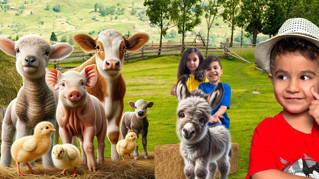 Funny Farm Animals | Educational video for kids about Baby Farm Animals by Atrin, Soren and Nikan