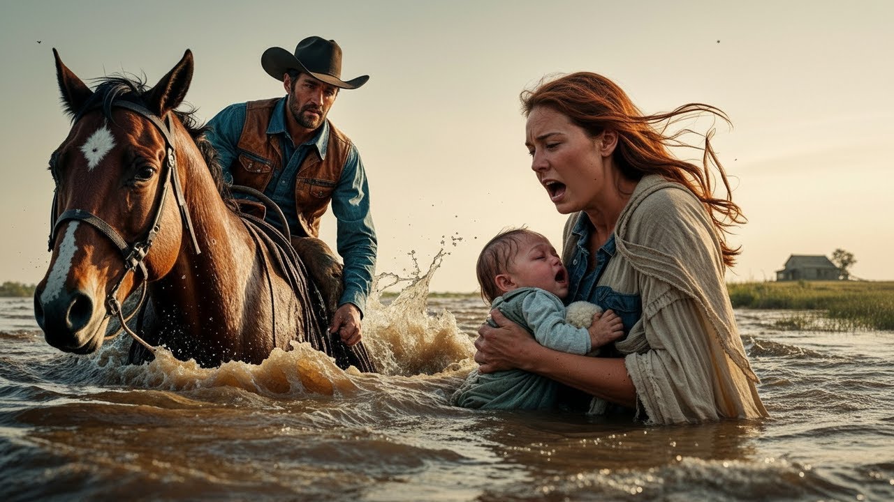 Flash Flood Took Their Wagon — Until a Lone Cowboy Leapt From His Horse to Save the Baby