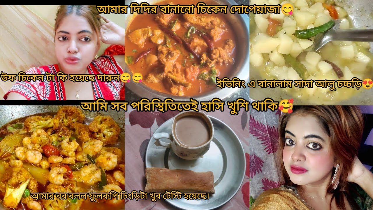 Valobasa chara r kichui chaina karor theke🌷🥰||didir banano chicken 🍗 dopyaja darun khelam😋😋sorir ta😢