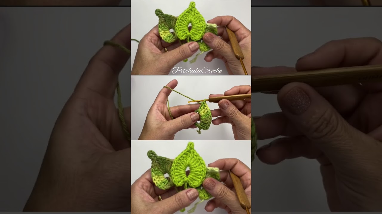 Folha r&aacute;pida e f&aacute;cil #crocheting #crochettutorial #croche #crochetpatterns #croch&ecirc; #artesanato