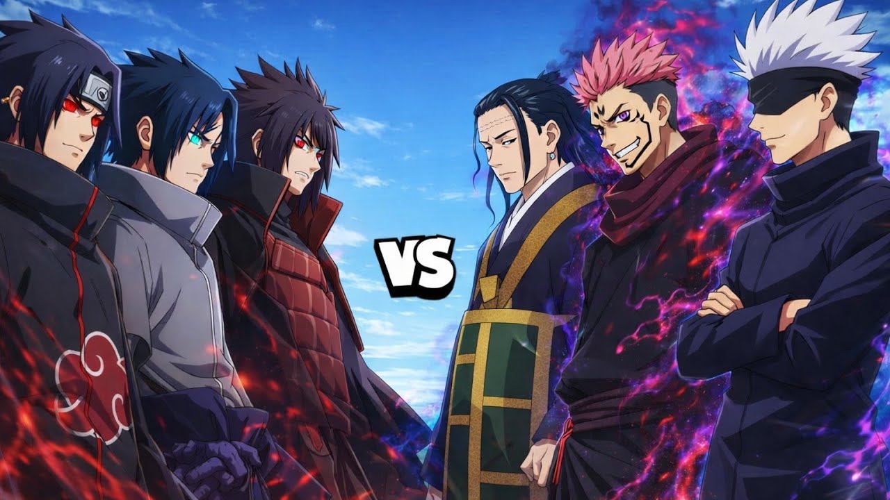 Gojo Sukuna & Kenjaku vs Itachi Madara & Sasuke 🤯 #animebattle 