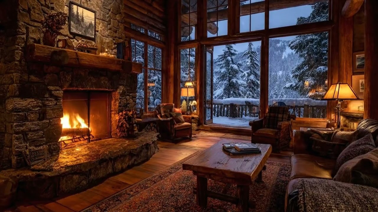 Quiet Cabin Jazz Night – Warm Fire Sounds for Deep Focus, Stress Relief & Peaceful Rest
