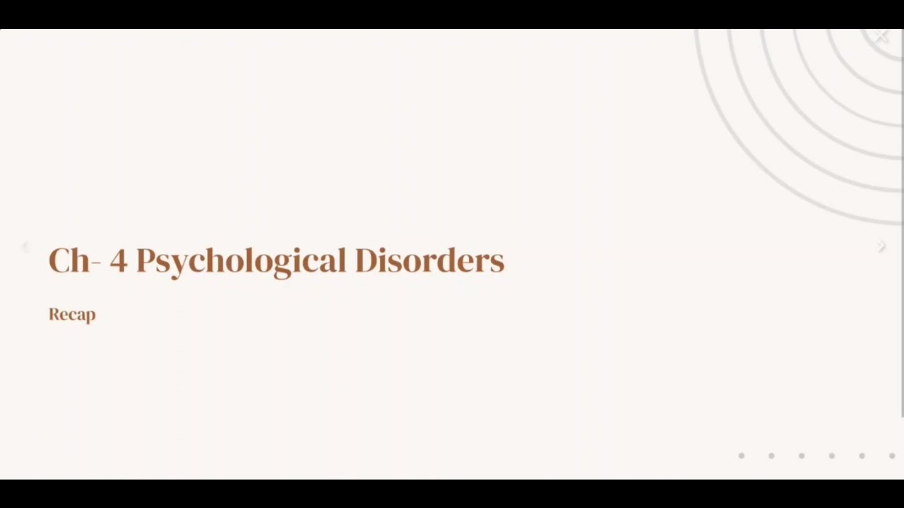 Recap - Ch-4 Psychological Disorders 