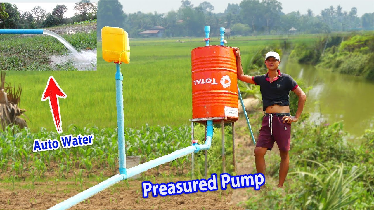 Pressured Pump from Deep RIVER, Amazing Auto water motion from deep River using pressure tanks