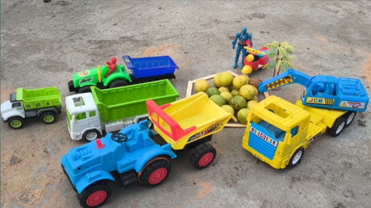 JCB Excavator & Big Dump Truck Lemon Delivery! 🍋 Toy Construction Vehicles Working Hard