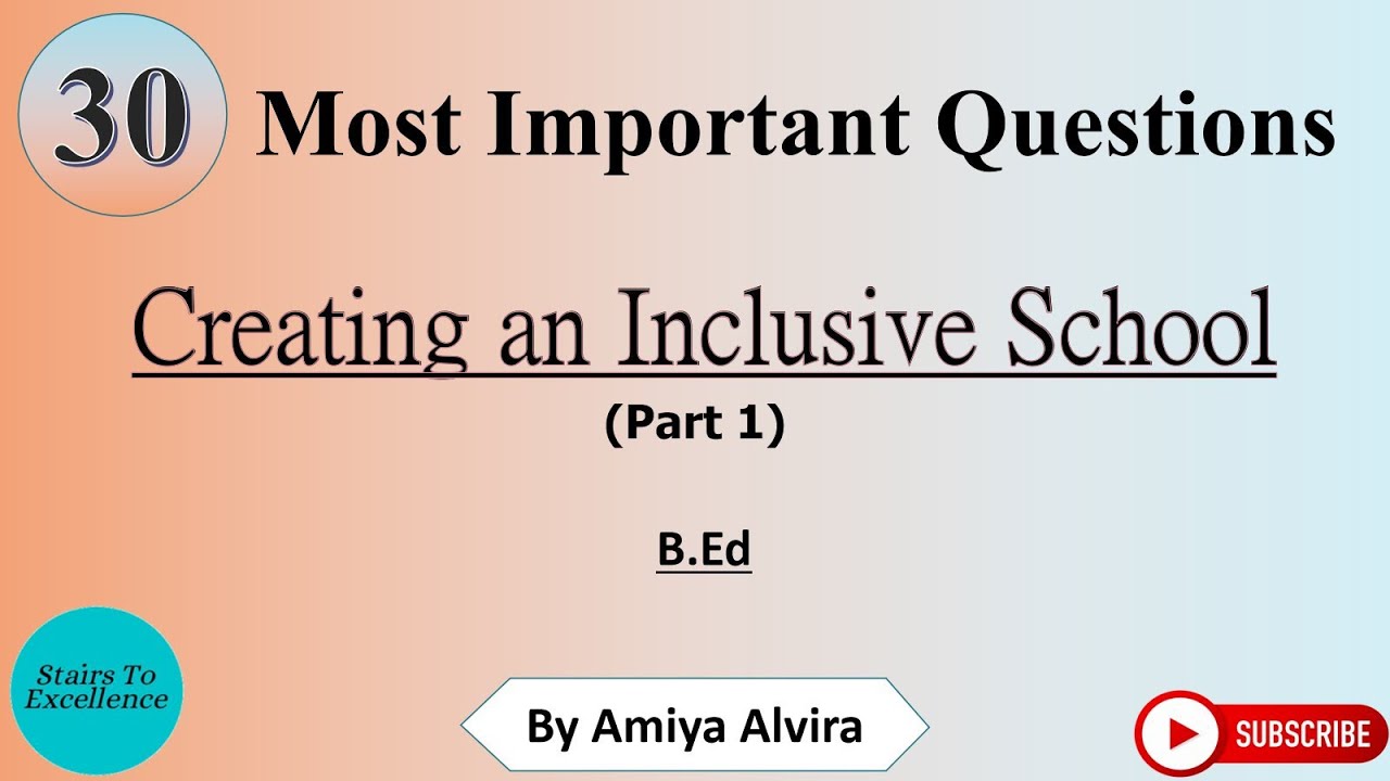 Important MCQs For Creating an Inclusive School | Part - 1 | Amiya Alvira