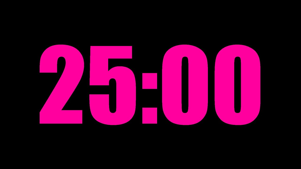 25-Minute Pink Timer with Black Background | Workout, Cooking, Productivity Timer