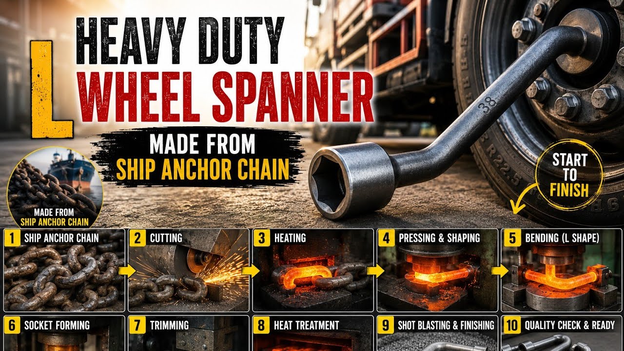 Manufacturing of Heavy Duty L Shape Wheel Spanner for Trucks