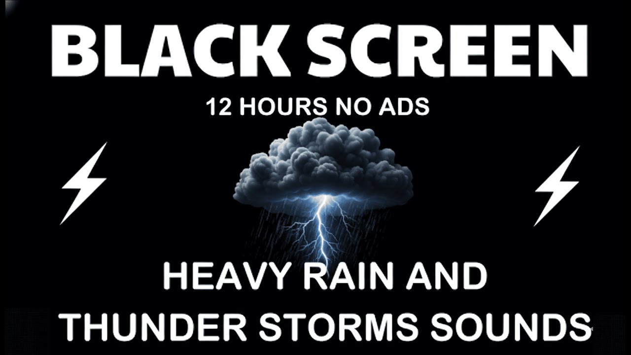 🔴 Heavy Rain and Thunder Sounds for Sleeping - Black Screen | Night Storm to Relax Body