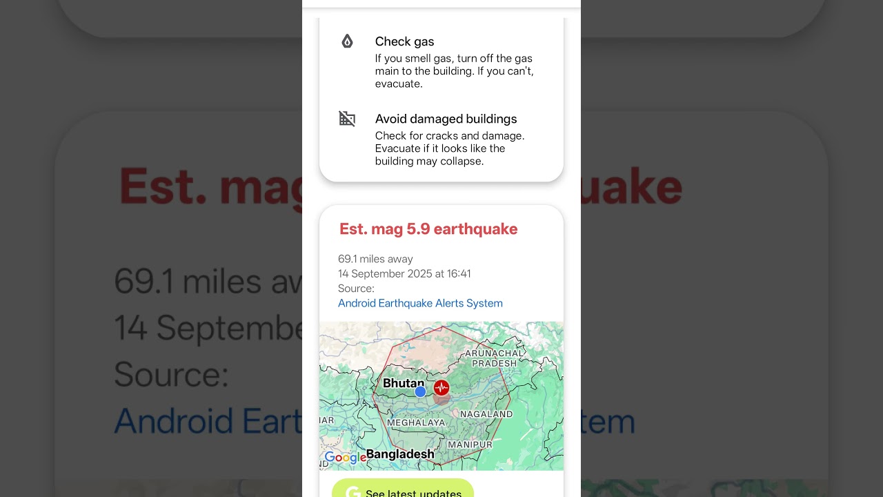 today Earthquake news in India @Assam, @Bhutan 14/09/2025