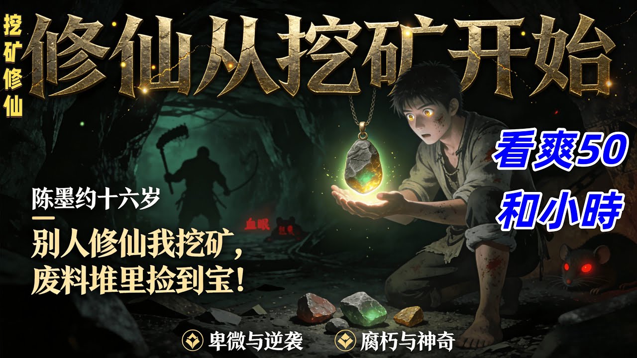 🔥強推🔥【修仙從挖礦開始】五靈根廢柴礦工陳硯瀕死之際，祖傳灰石吊墜突然覺醒！不僅能過濾靈氣、識別礦石，更能從廢料堆裡淘出無上仙緣。