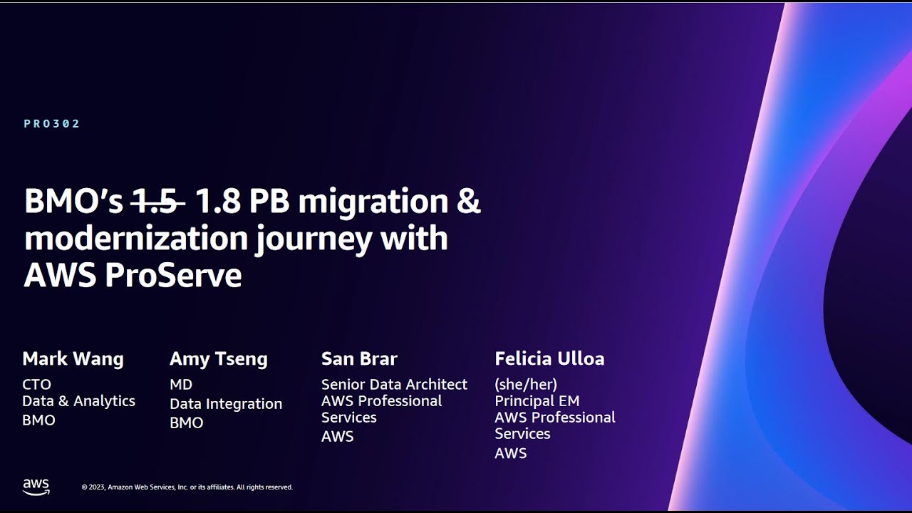 AWS re:Invent 2023 - BMO’s 1.5 PB migration & modernization journey with AWS ProServe (PRO302)