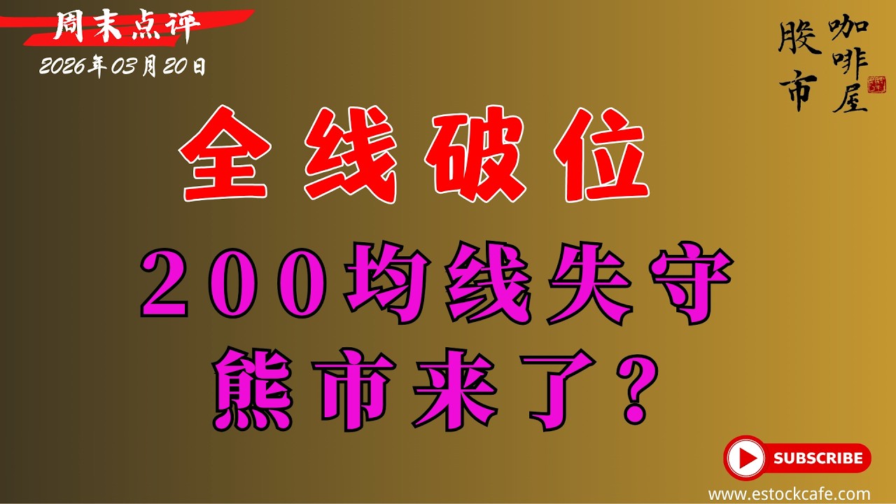 美股三巫日全线破位：标普500、纳指双双跌破200日均线&mdash;&mdash;中东变局下的熊市信号与反弹关键观察点  如何应对【视频第845期】03/20/2026
