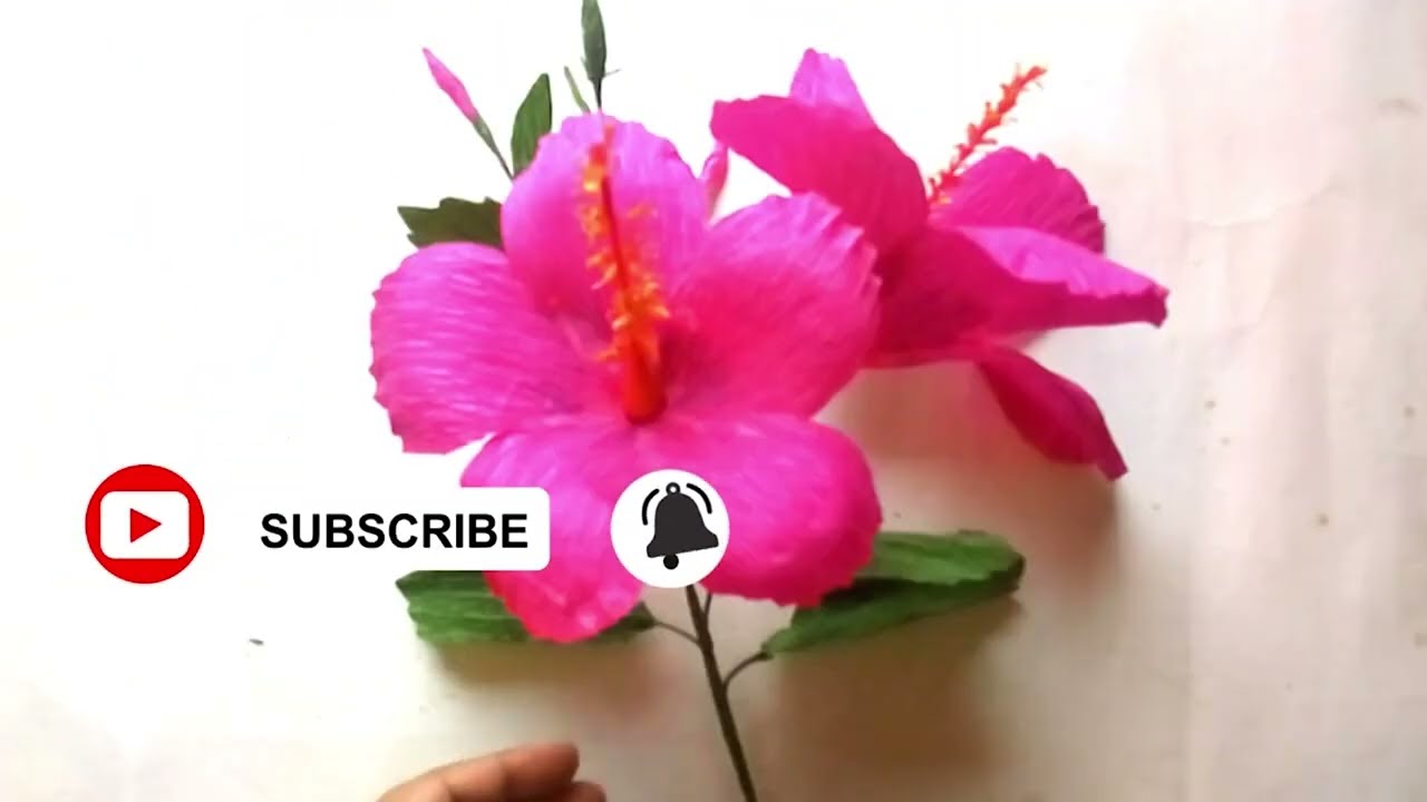 How to make China Rose craft hibiscus crepe paper flower tutorials জবাফুল