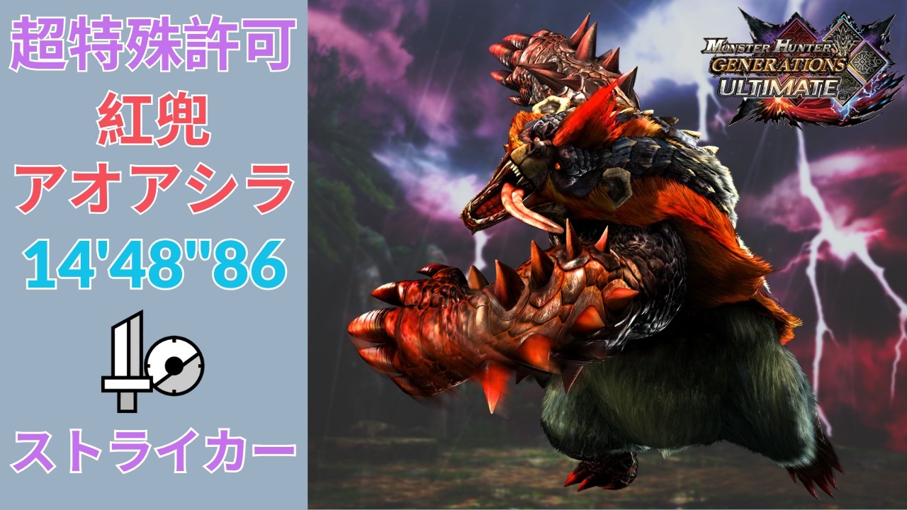 【MHXX/MHGU】超特殊許可 紅兜アオアシラ 14'48''86 ストライカー 片手剣 ソロ