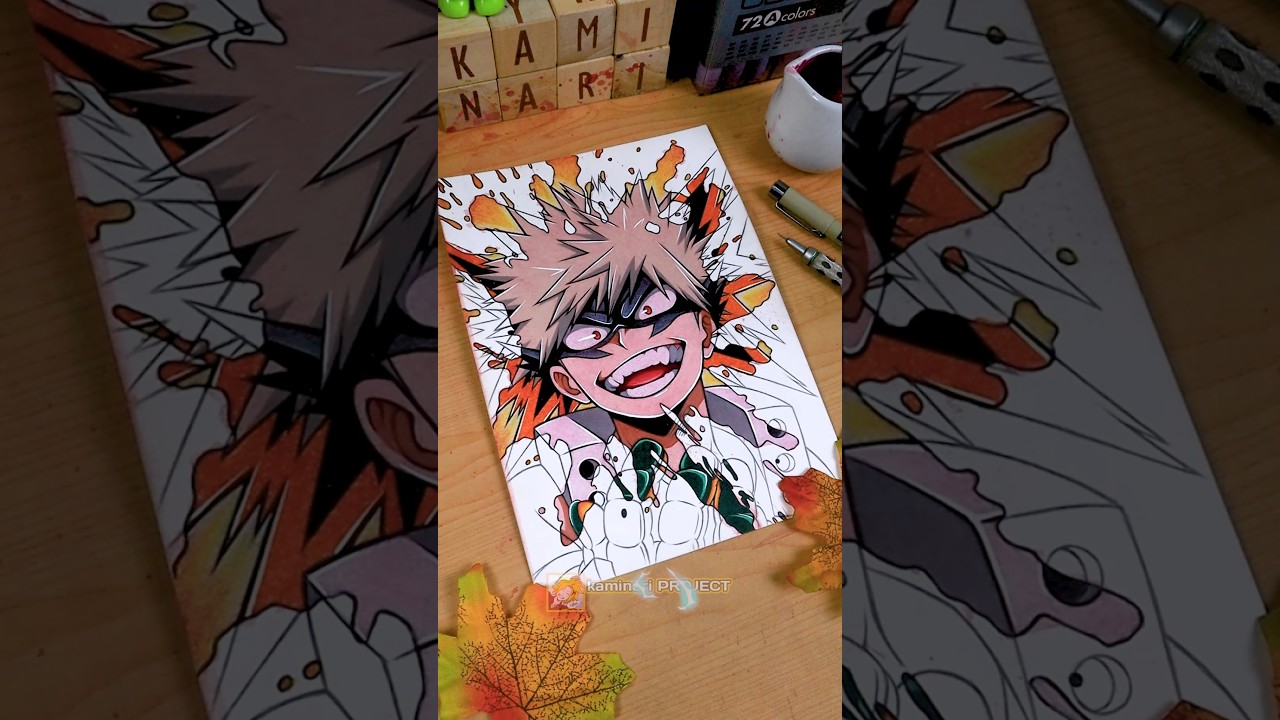 Drawing Bakugo katsuki 💥 My Hero Academia - Spill Art 💦 #shorts #drawing #myheroacademia