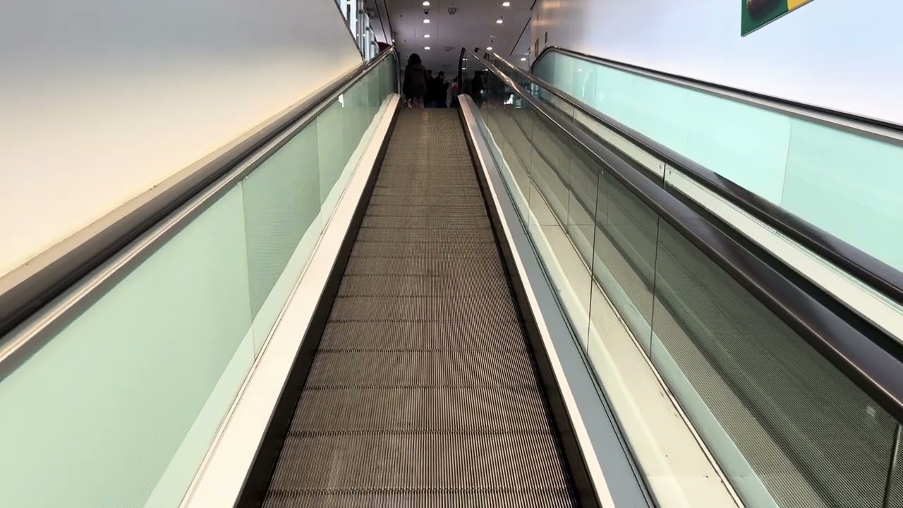2x KONE Travelator ride at a Morrisons Supermarket between store and car park levels. (Type R3C)