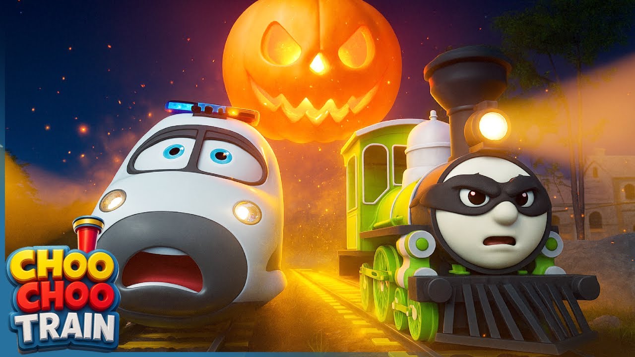 🚂 Giant Pumpkin Attack! Police Train & Thief Train Team Up | Kids Cartoon Story