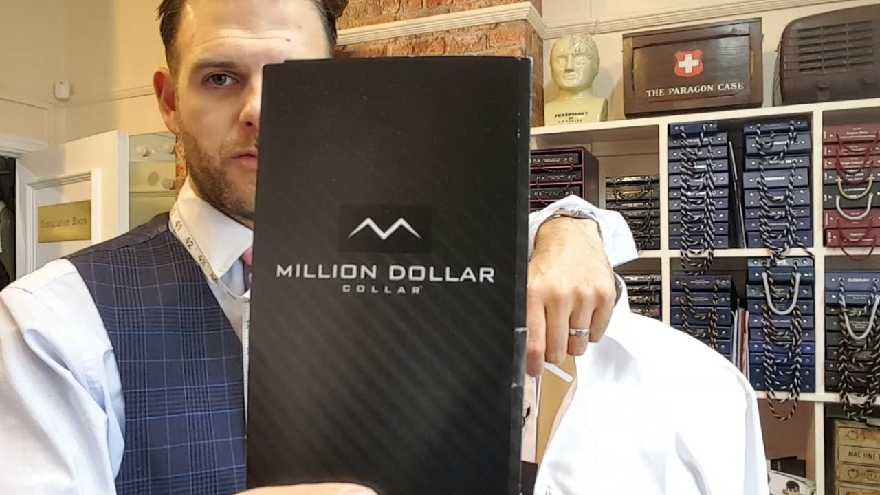 Видеоролик о том, как носить воротники Million Dollar Collar Stays от портного из Англии, работающего на заказ: до и после