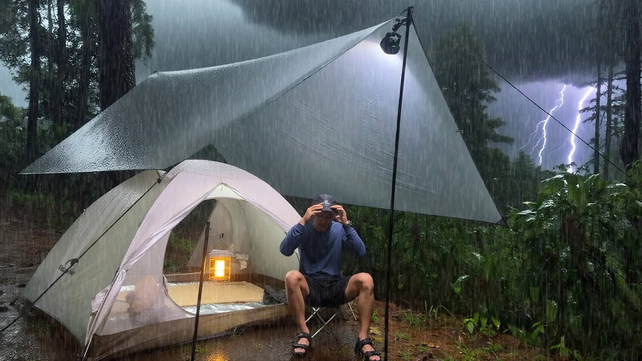 POURING RAIN‼️ 4 DAYS Camping in heavy rain ALL DAYS