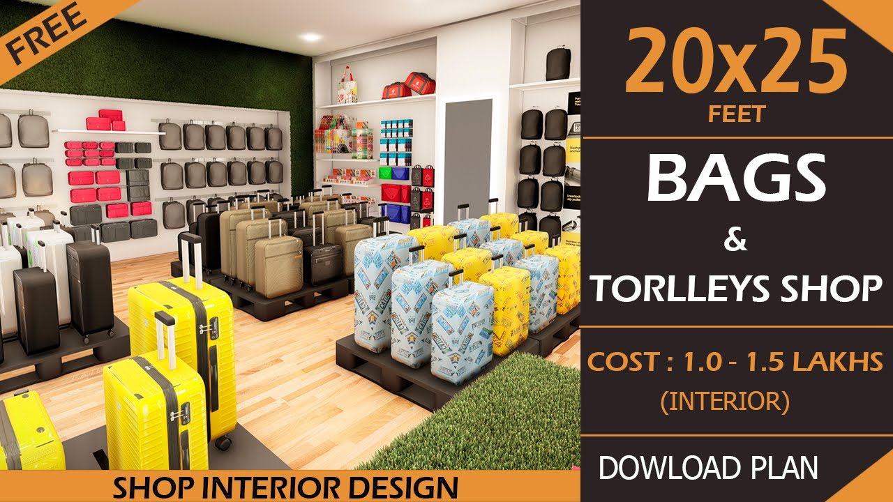 20x25 Cheapest Bag Showroom | Branded Bags Shop Interior Design | Branded Luggage Shop design Ideas