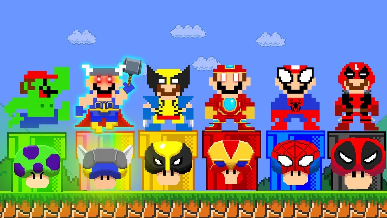 Super Mario Bros., but There Are MORE Custom Pipes for All Mario SUPERHERO Powers?| POWER-UP MARIO