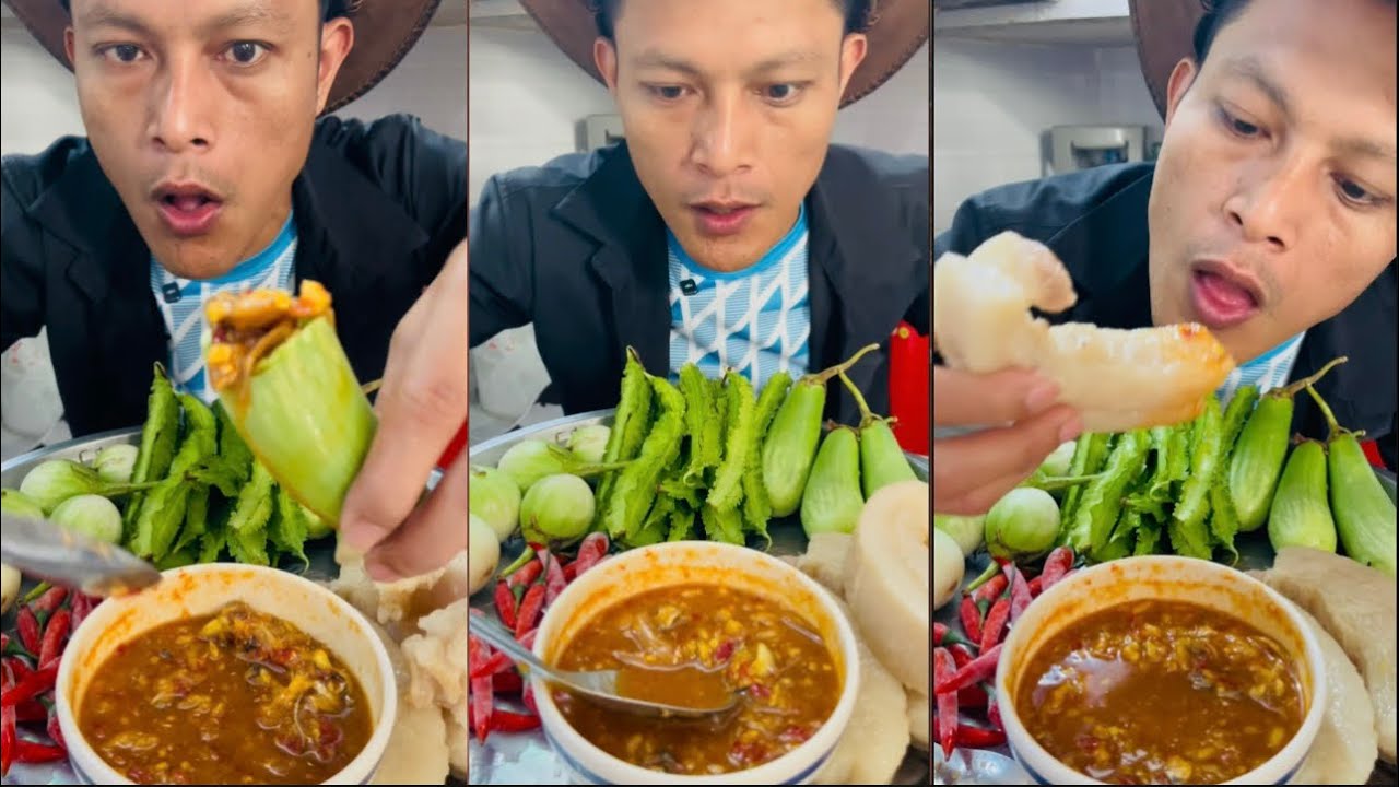 Отварной свиной жир, обмакнутый в рыбный соус с анчоусами.
