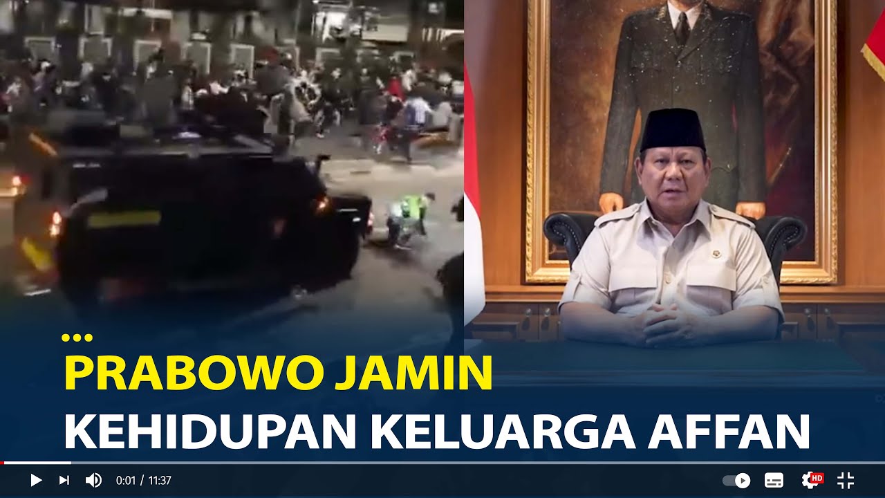 Prabowo kecewa, Petugas Berlebihan Lindas Ojol Pakai Mobil Brimob, Jamin Kehidupan keluarga Affan