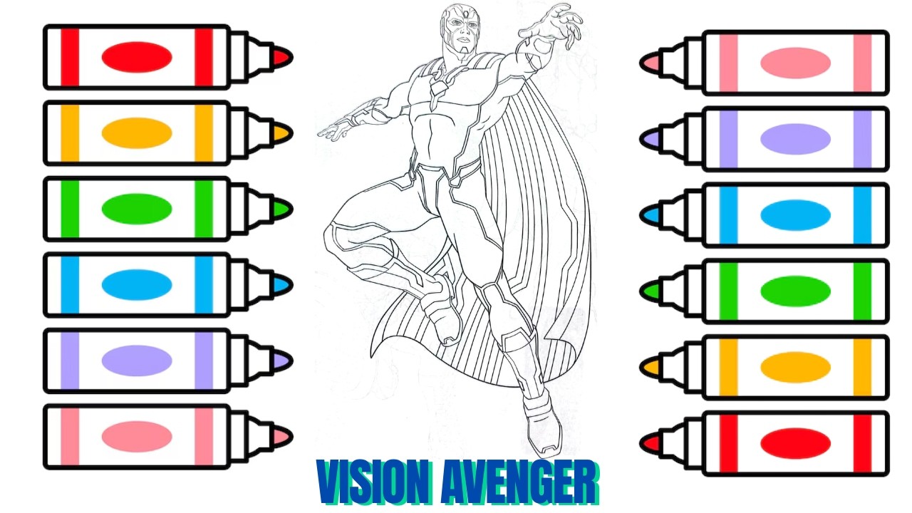 Coloring Vision from The Avengers ✨ Step by Step Drawing 🎨