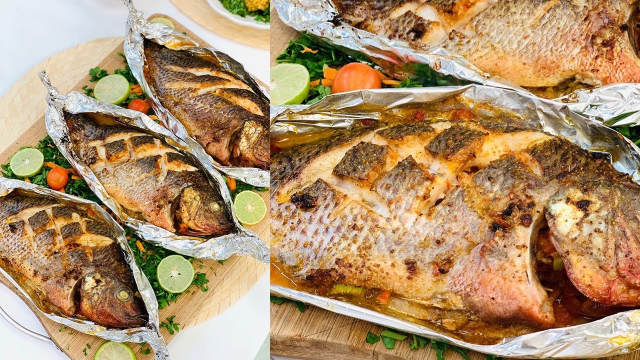 طريقة عمل بلطي مشوي زيت وليمون | العزومة مع الشيف فاطمة أبو حاتي