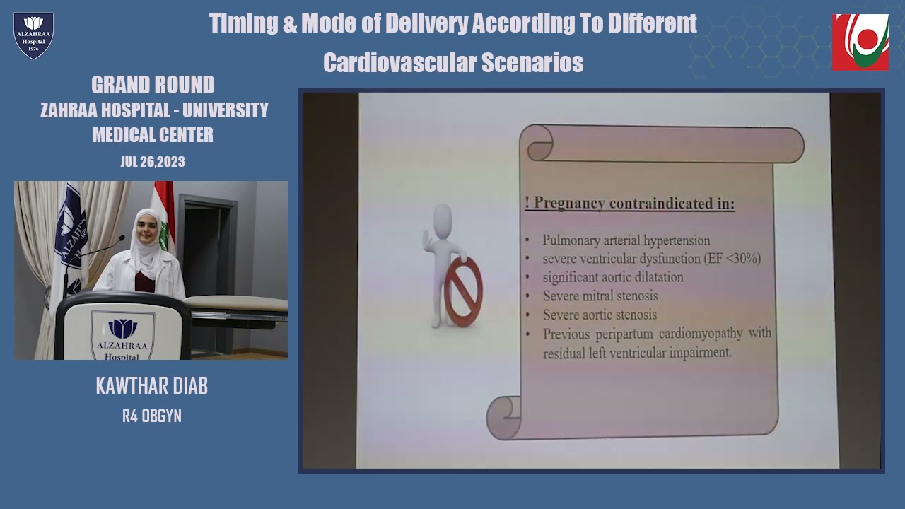 Timing & Mode of delivery according to different cardiovascular scenarios