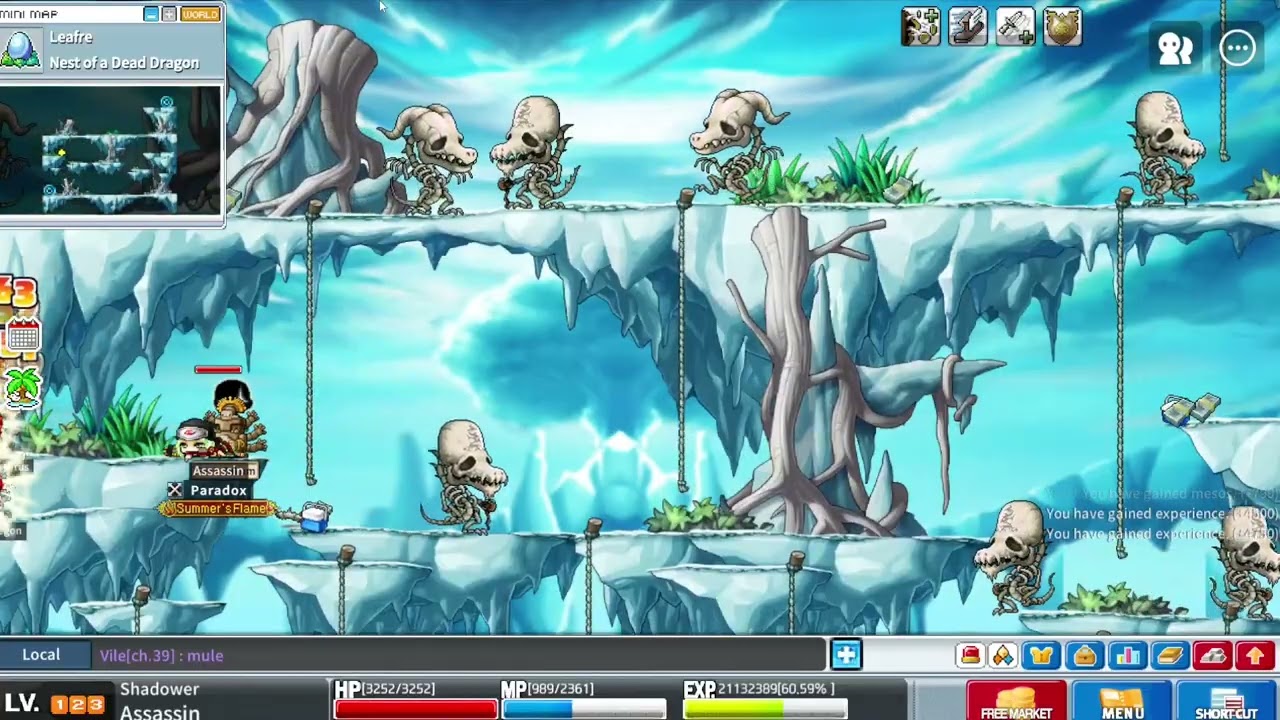 Shadower 1mil EXP/10m at Skeles (Artale MapleStory)