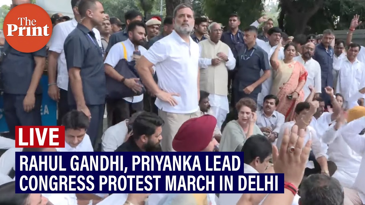 LIVE: Rahul Gandhi, Priyanka lead congress protest march in Delhi demanding Pradhan&rsquo;s resignation