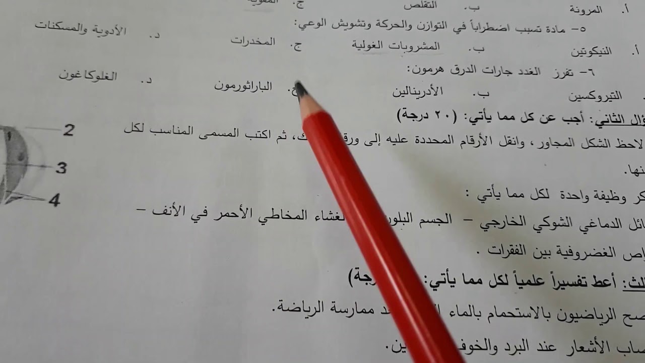 الصف التاسع - أحياء - حل نموذج امتحاني أ - أ. هدى خرسي