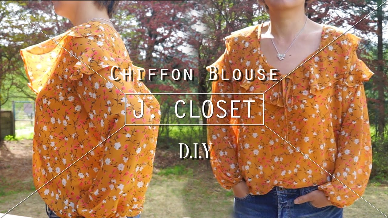 프릴이 넘실대는 쉬폰 블라우스 이 봄엔 꼭! DIY CHIFFON BLOUSE