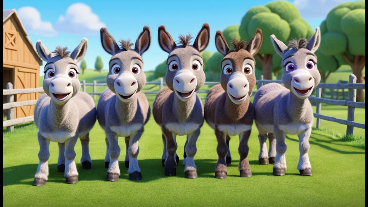 Five Little Donkeys Clip Clop Clip | Farm Animal Song & Walking Rhythm Rhyme