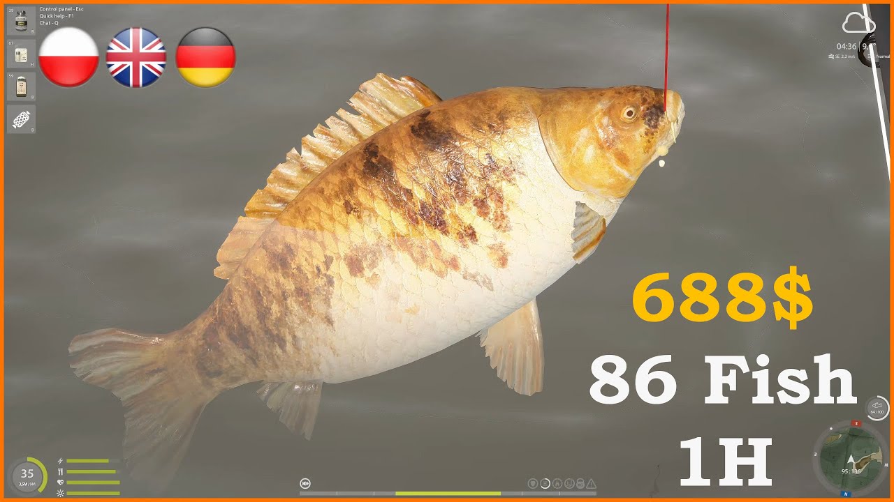 86 Carp Fish 1 hour Amber Lake  Russian Fishing 4