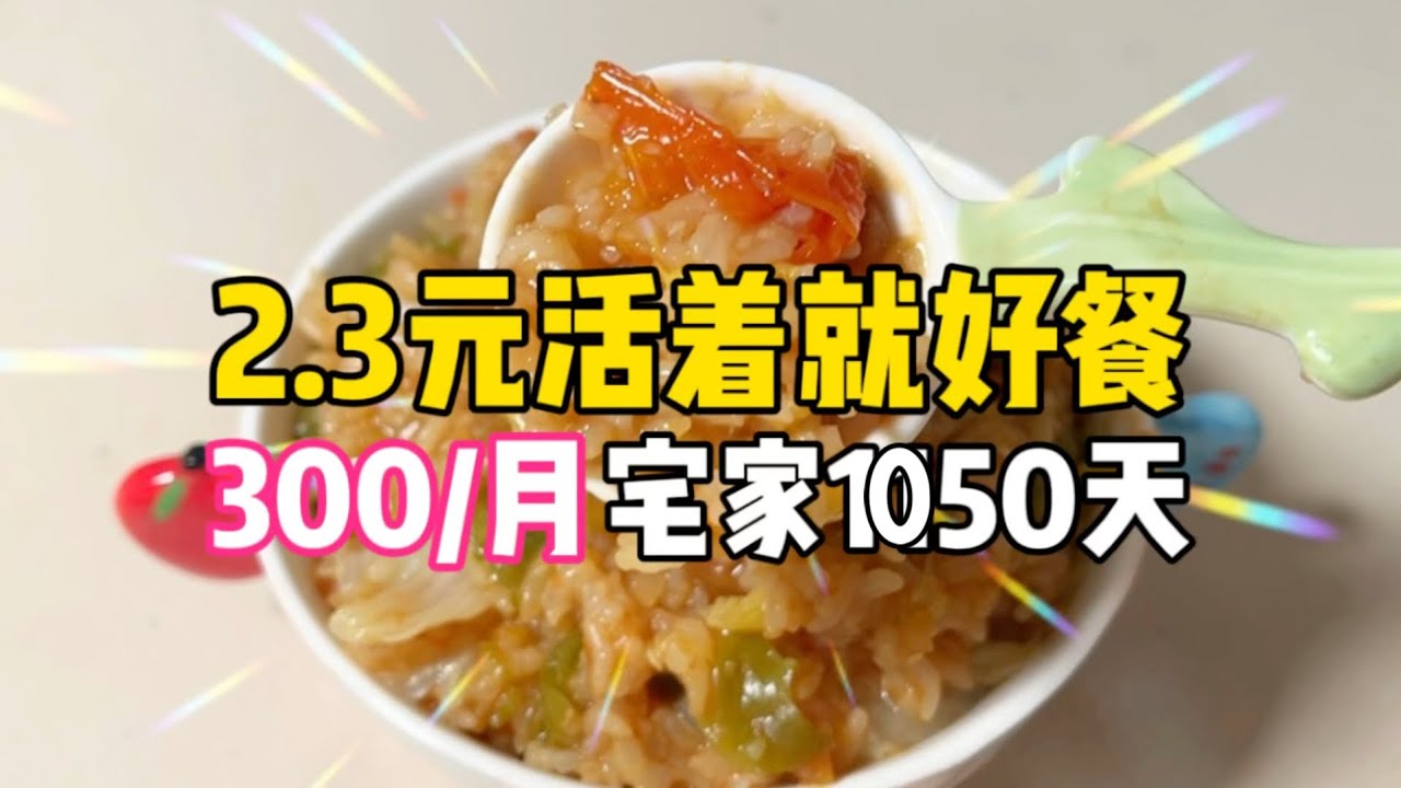2.3元活着就好餐！95女不上班1050天！锦绣三彩田园焖饭～