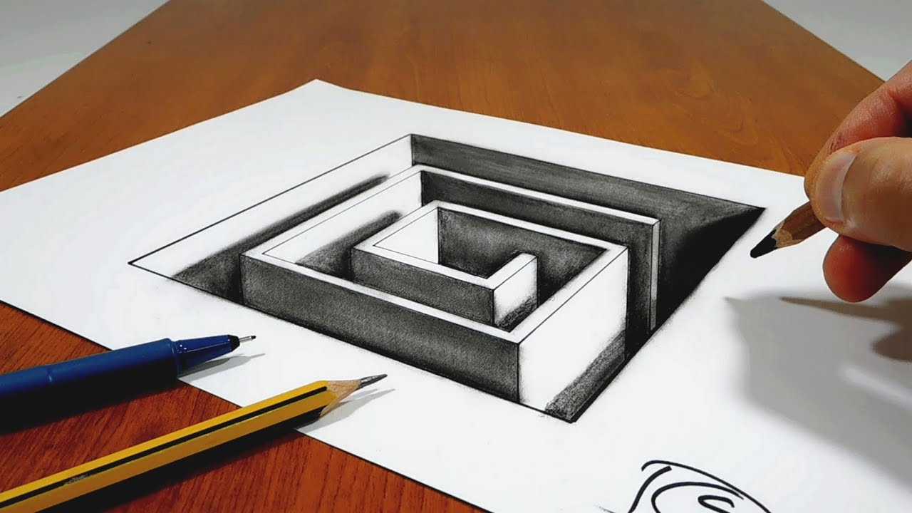 How to Draw Maze Hole, 3D Drawing Trick Art On Paper
