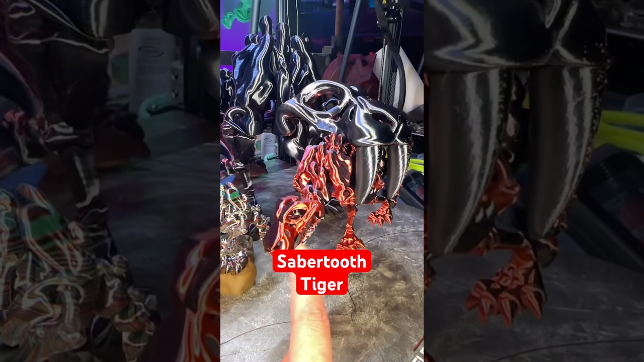 Giant 3D printed sabertooth tiger from Flexi factory. #3dprinting