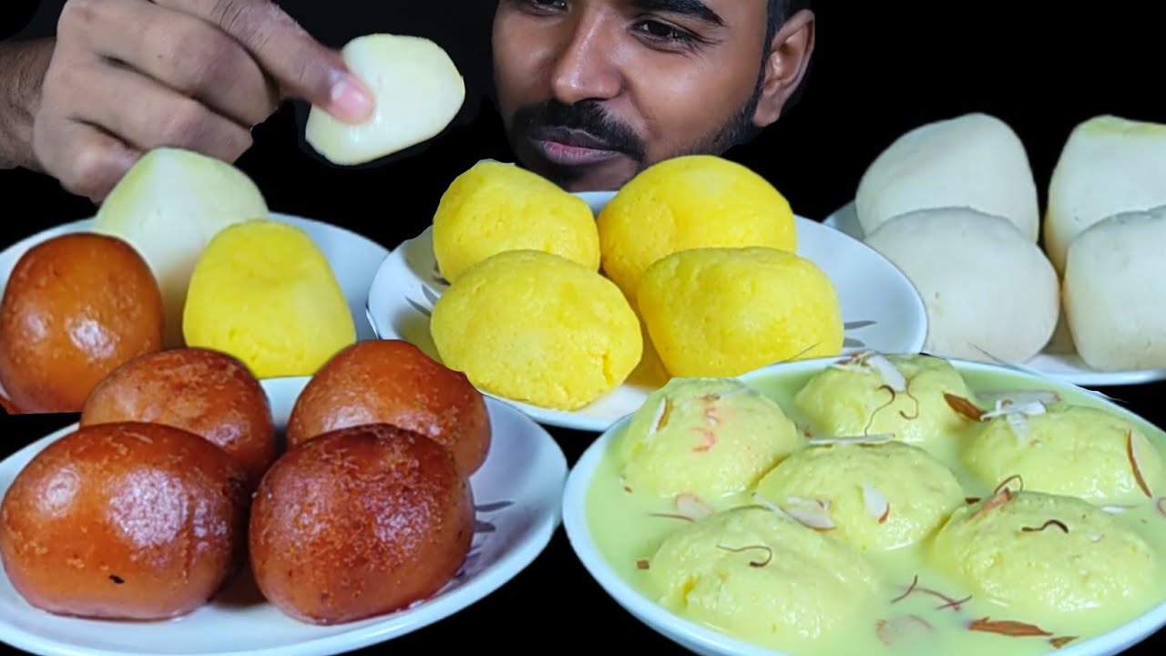 INDIAN SWEET EATING, RASGULLA, GULAB JAMUN, RASMALAI & RAJ BHOG | ASMR EATING | DESSERT MUKBANG