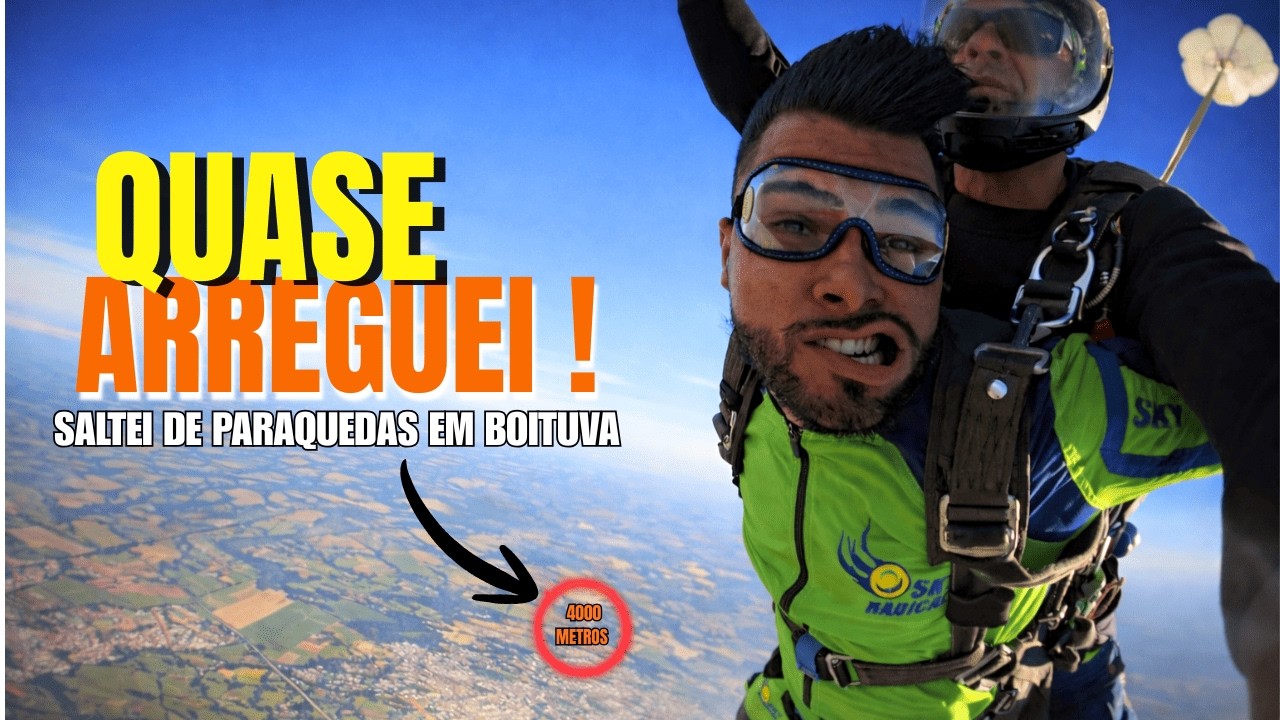 SALTEI DE PARAQUEDAS EM BOITUVA… E QUASE ARREGUEI! 😱🪂