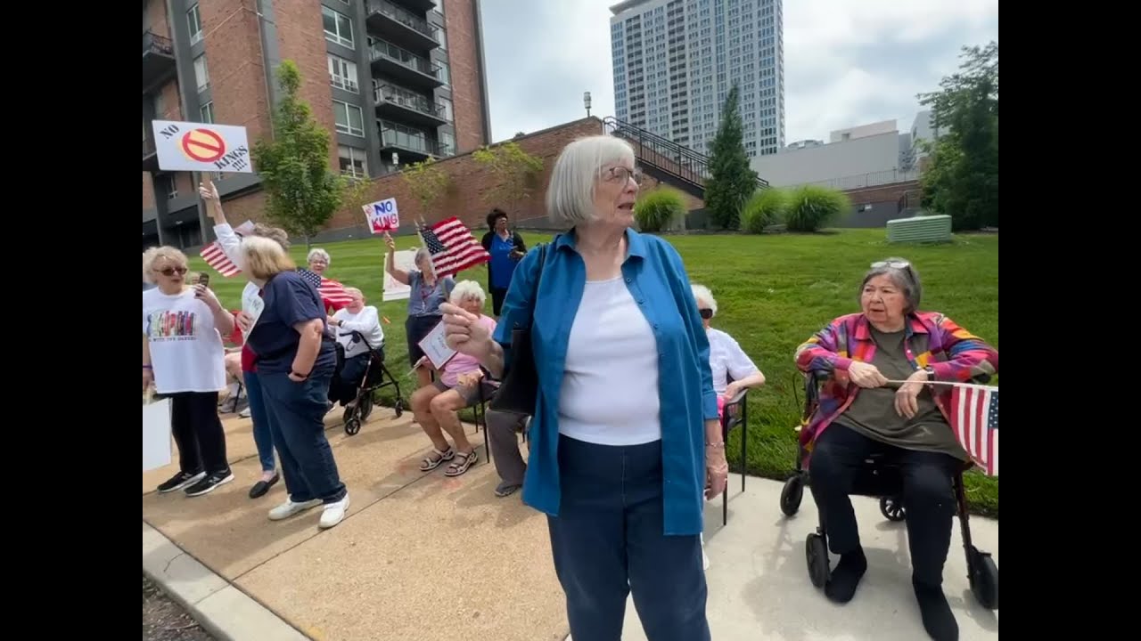 Senior citizens and others protest Trump in Clayton No Kings rally