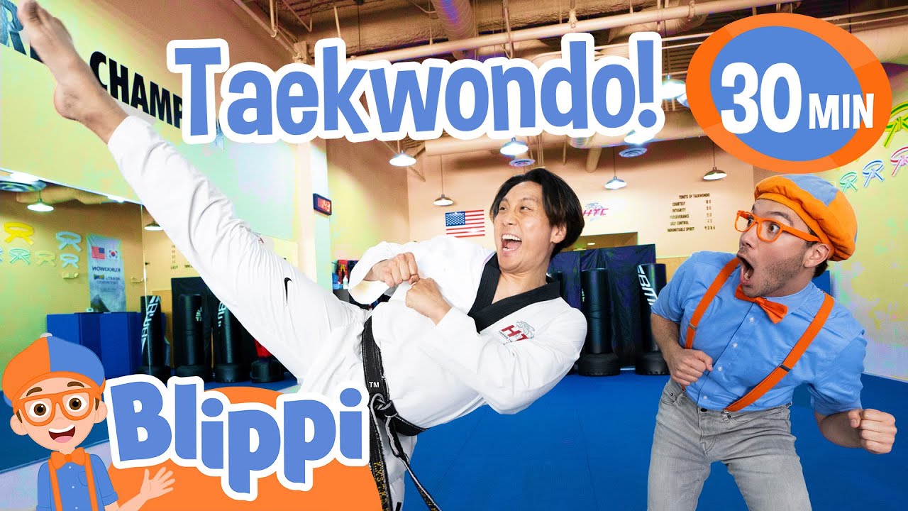 Blippi Masters a Front Kick in Taekwondo! Educational Videos for Kids