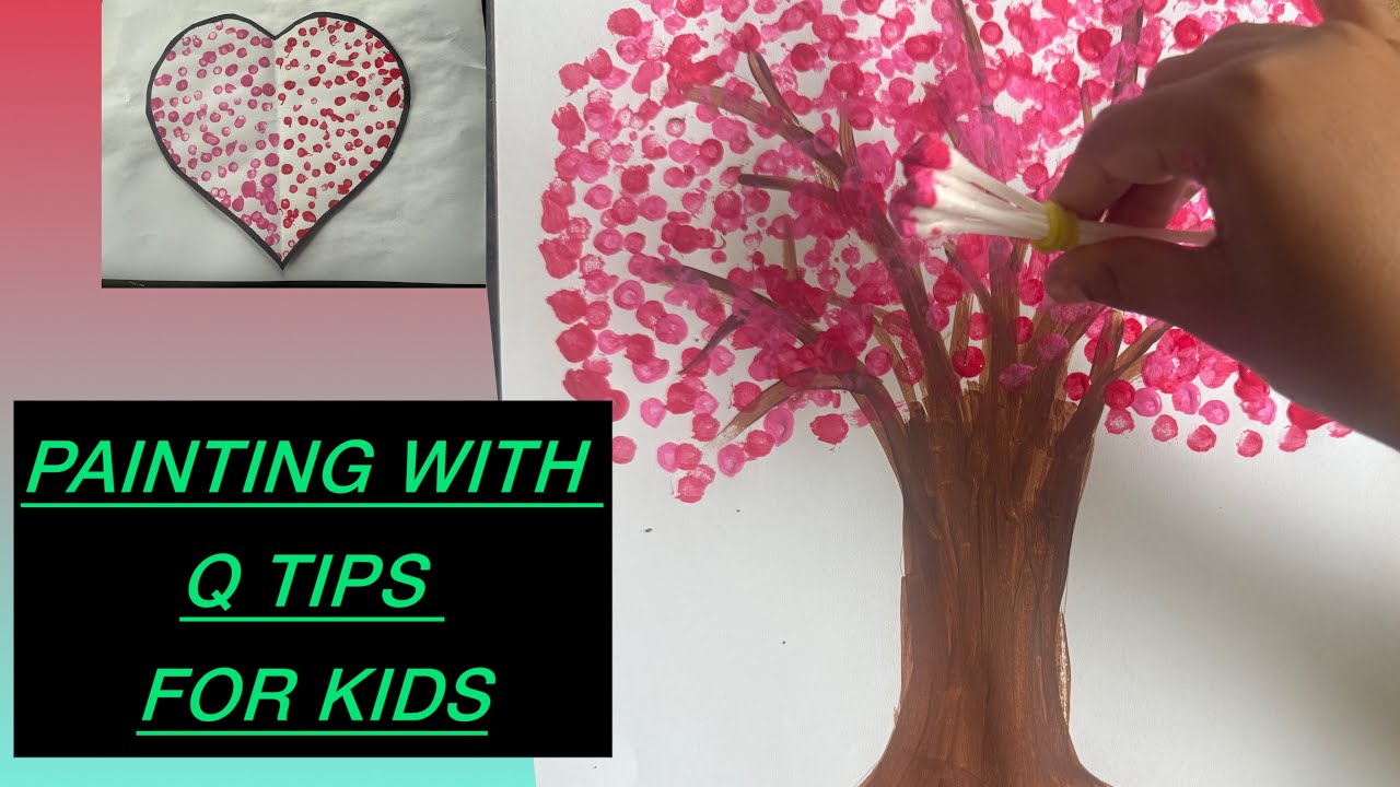 Fun painting for kids with Q tips and colors 
