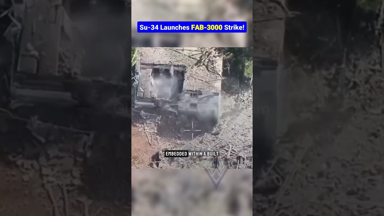 Su-34 Drops FAB-3000 Bomb On Ukrainian Site