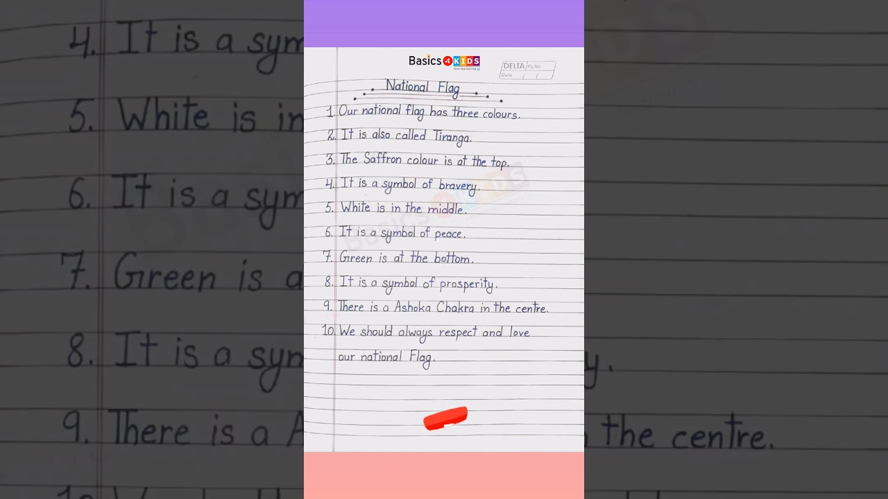 10 Lines on National Flag | 10 Lines on Tiranga | National Flag 10 lines in English | Flag of India