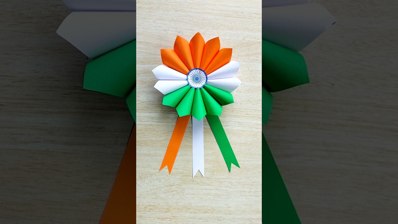 DIY Independence day badge making ideas / Indian Tricolor Badge / 15th August craft ideas #shorts