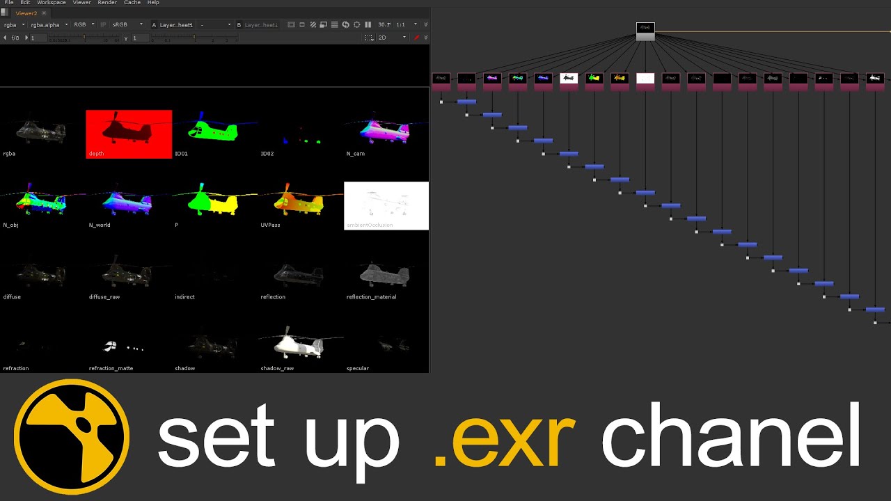 NUKE  :-  Hou to set up a .exr multipass channel in nuke  ||  nuke tips ||